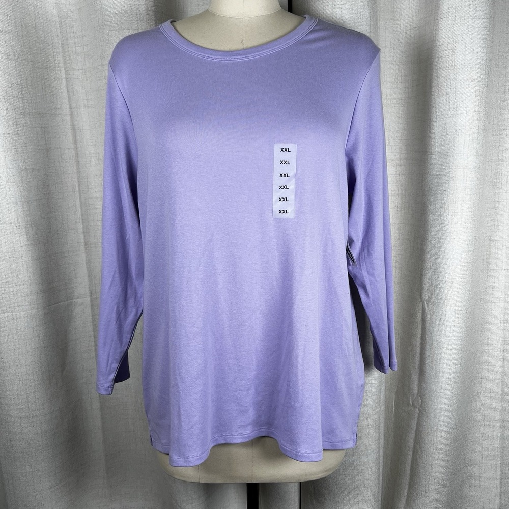 NEW! Old Navy Women's XXL Slim Fit Crew Neck Lilac Purple Long Sleeve Tee TShirt